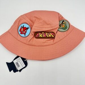 NWT Brain Dead Pink Bucket Hat Coral Unisex Rubber Patches
